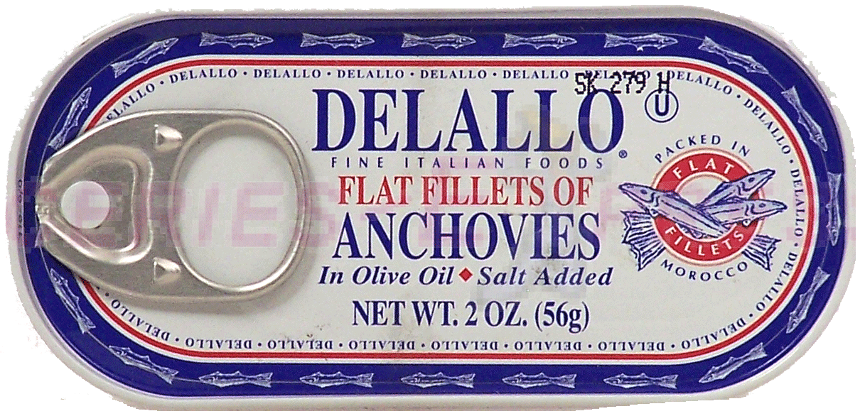 Delallo&nbsp;Fine Italian Foods&nbsp;flat fillets of anchovies in olive oil salt added Full-Size Picture